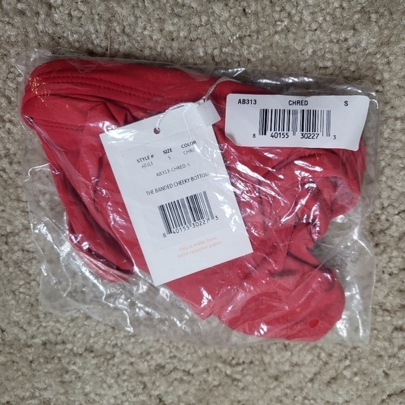 💚HP💚NWT Andie Swim The Banded Cheeky Bikini Bottom in Cherry Red 🍒 - Picture 5 of 7